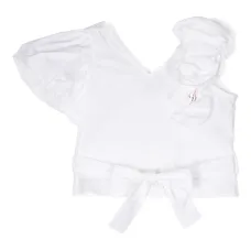 Поплиновая блузка с цветочной аппликацией