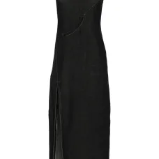 Джинсовое платье макси без рукавов