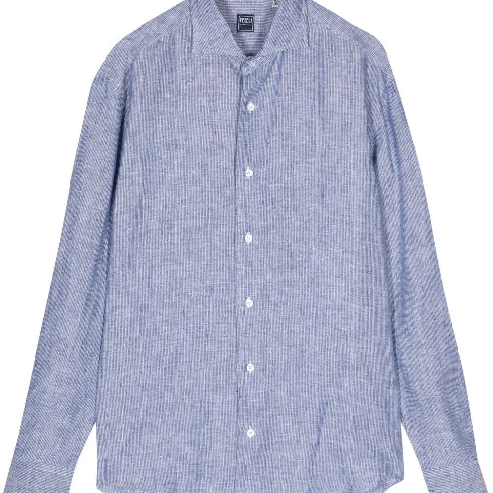 Льняная рубашка в полоску