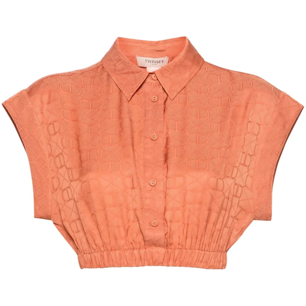 Укороченная рубашка с жаккардовым логотипом