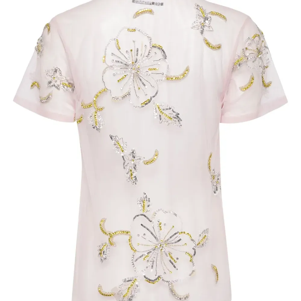 Полупрозрачная футболка с вышивкой Hibiscus