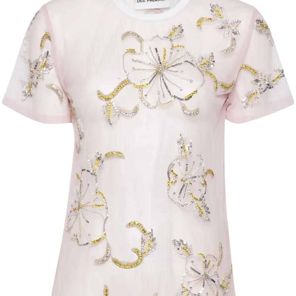 Полупрозрачная футболка с вышивкой Hibiscus