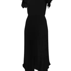 Плиссированное платье миди с кристаллами