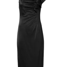 Атласное платье миди с оборками