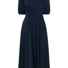 Расклешенное платье миди с декоративными пуговицами