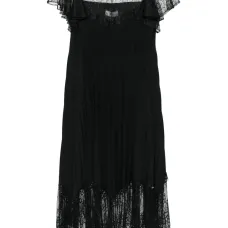 Кружевное платье миди со складками