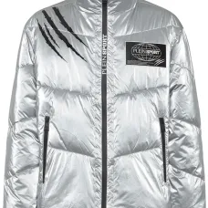 Пуховик на молнии с принтом