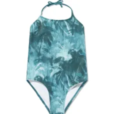 Купальник с завязками и тропическим принтом