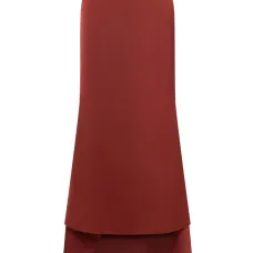 Длинная атласная юбка с асимметричным подолом