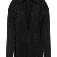 Блузка с V-образным вырезом и стразами