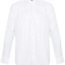 Льняная рубашка с воротником-стойкой Льняная рубашка с воротником-стойкой