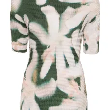 Плиссированная футболка с цветочным принтом