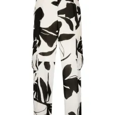 Шелковые брюки карго с абстрактным принтом