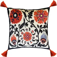 Подушка с цветочным принтом и кисточками (50 x 50 см)