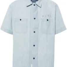 Джинсовая рубашка с короткими рукавами