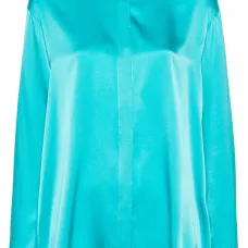 Атласная рубашка с воротником-стойкой