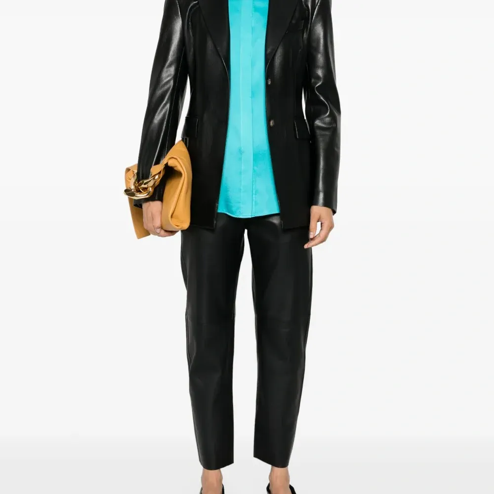 Атласная рубашка с воротником-стойкой Атласная рубашка с воротником-стойкой