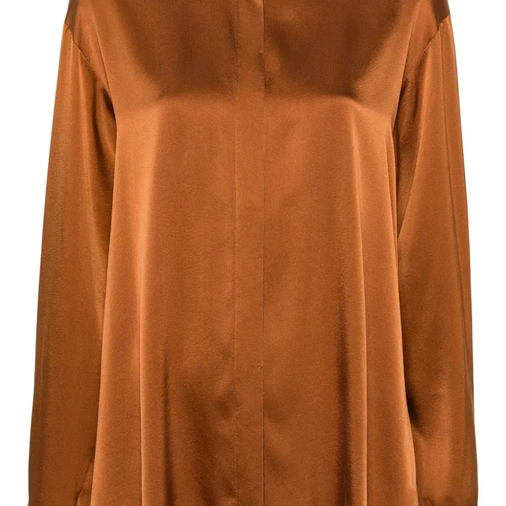 Атласная рубашка с воротником-стойкой Атласная рубашка с воротником-стойкой