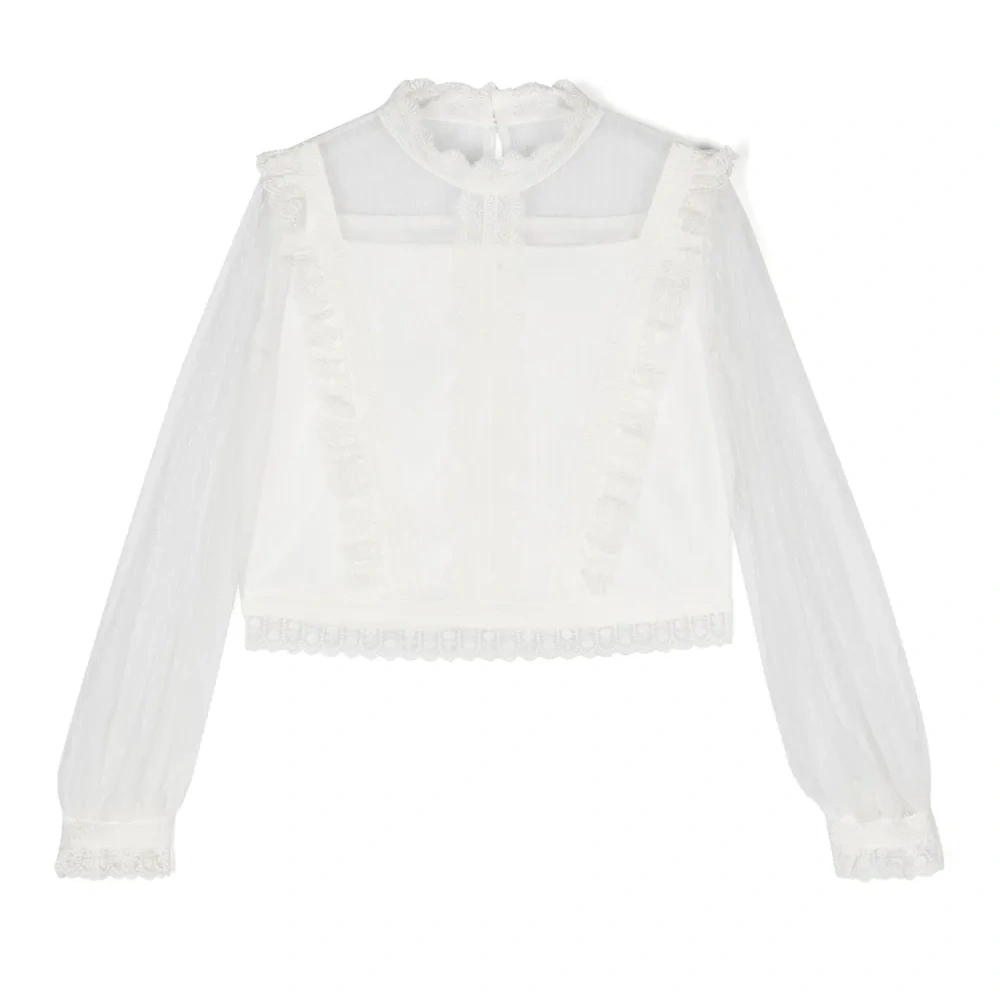 Сетчатая блузка с кружевом