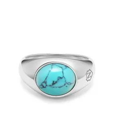 Перстень с бирюзой и гравировкой Перстень с бирюзой и гравировкой