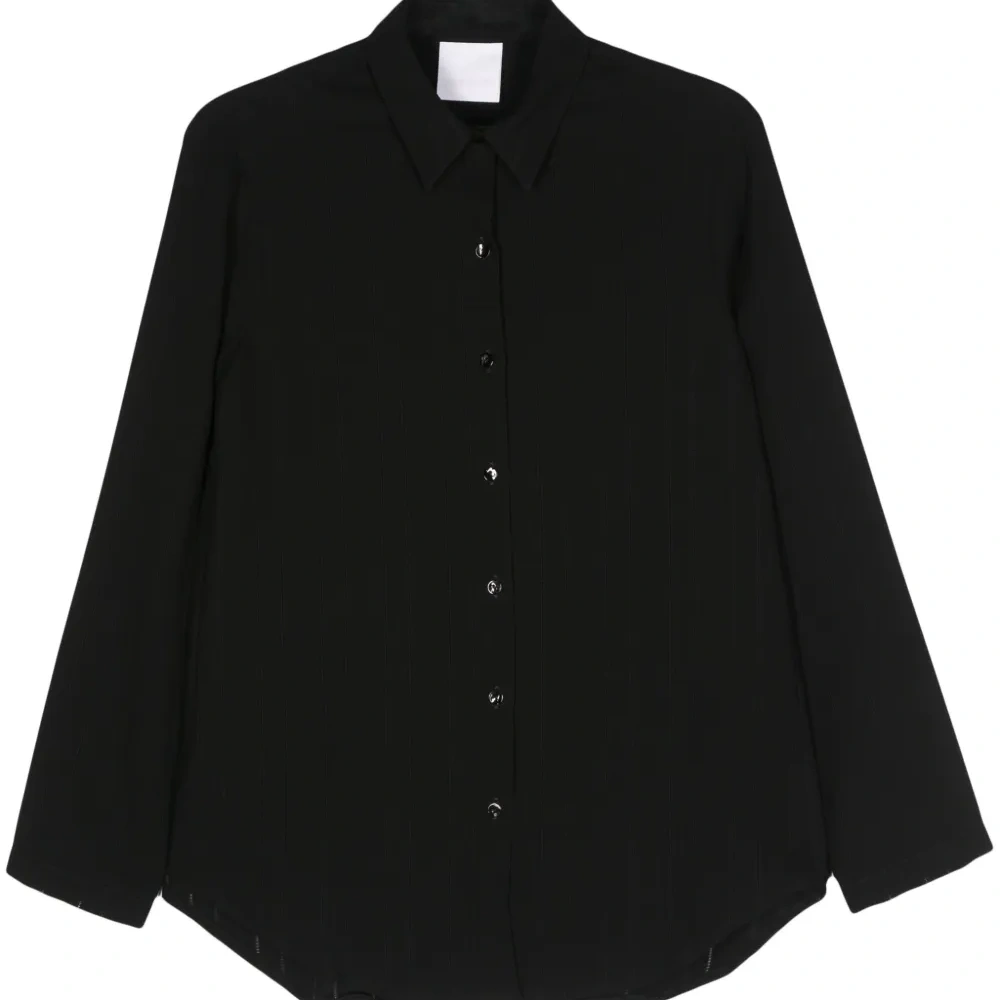 Креповая рубашка с декоративной строчкой