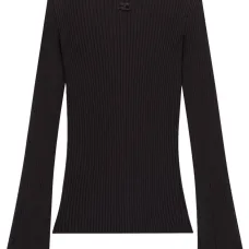 Джемпер в рубчик с вырезом-лодочкой