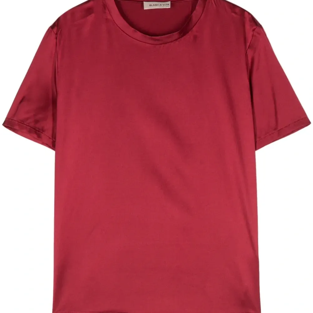 Атласная футболка с круглым вырезом