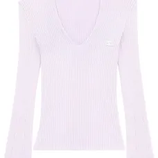 Джемпер в рубчик с V-образным вырезом