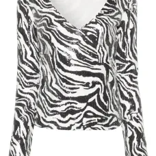 Топ с зебровым принтом и пайетками