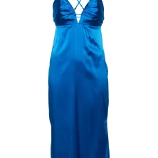 Атласное платье миди с V-образным вырезом Атласное платье миди с V-образным вырезом