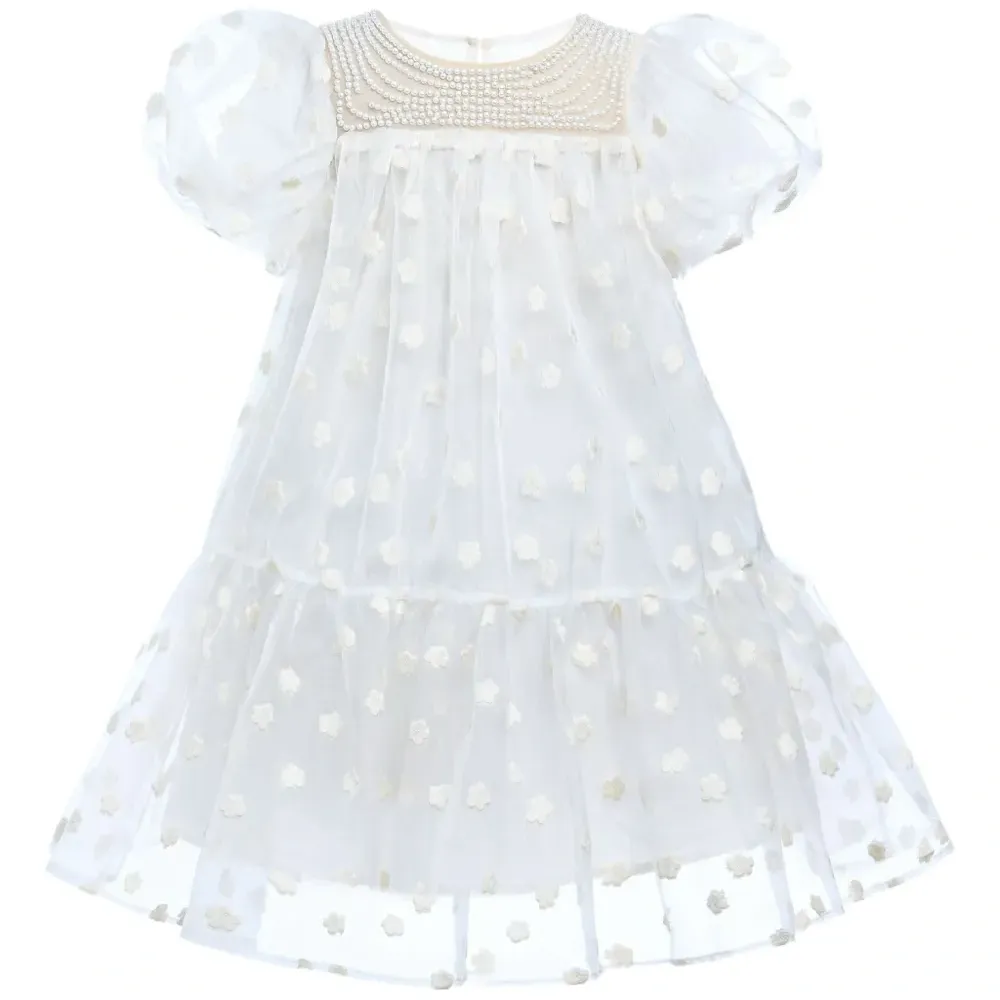 Платье из тюля с искусственным жемчугом