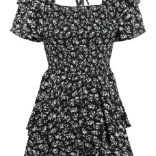 Платье мини с оборками и цветочным принтом