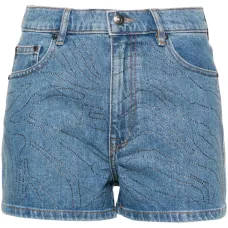 Джинсовые шорты с завышенной талией и стразами