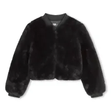 Шуба из искусственного меха с вышитым логотипом