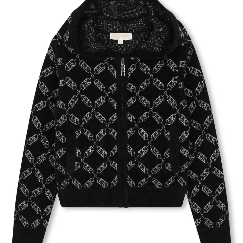 Кардиган с капюшоном и жаккардовым логотипом