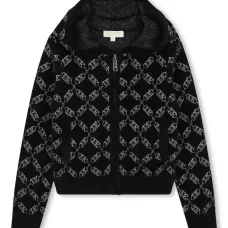 Кардиган с капюшоном и жаккардовым логотипом