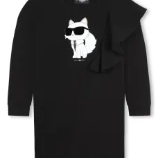 Платье с круглым вырезом и принтом Choupette Платье с круглым вырезом и принтом Choupette