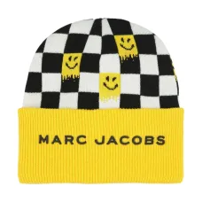 Клетчатая шапка бини в рубчик