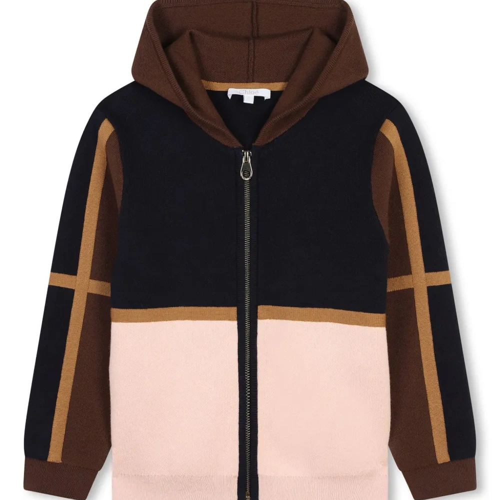 Кардиган в стиле колор-блок с капюшоном