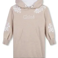 Платье с цветочной вышивкой и капюшоном