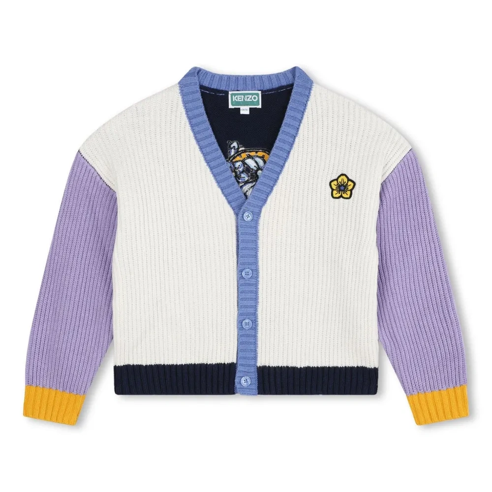 Кардиган в стиле колор-блок с V-образным вырезом