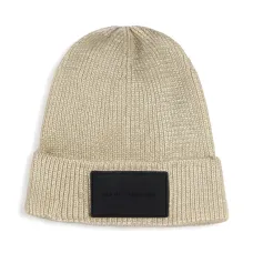 Шерстяная шапка бини с нашивкой-логотипом