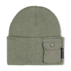 Шапка бини в рубчик с карманом карго