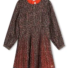 Плиссированное платье с леопардовым принтом