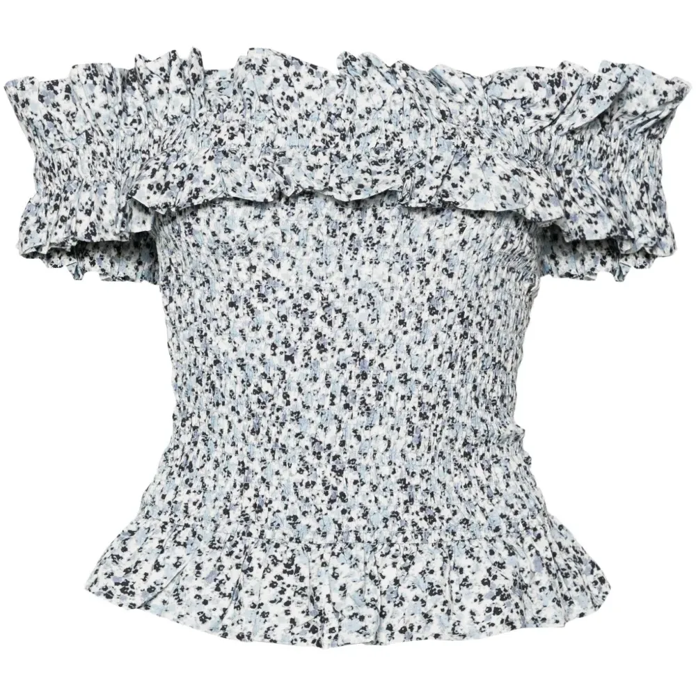 Присборенный топ с открытыми плечами