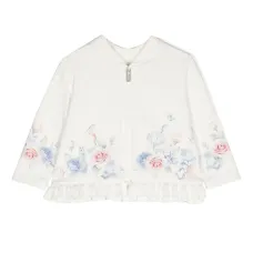 Свитшот на молнии с оборками и цветочным принтом