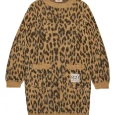 Платье из смесовой шерсти с леопардовым принтом