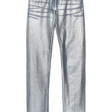 Прямые джинсы с эффектом металлик