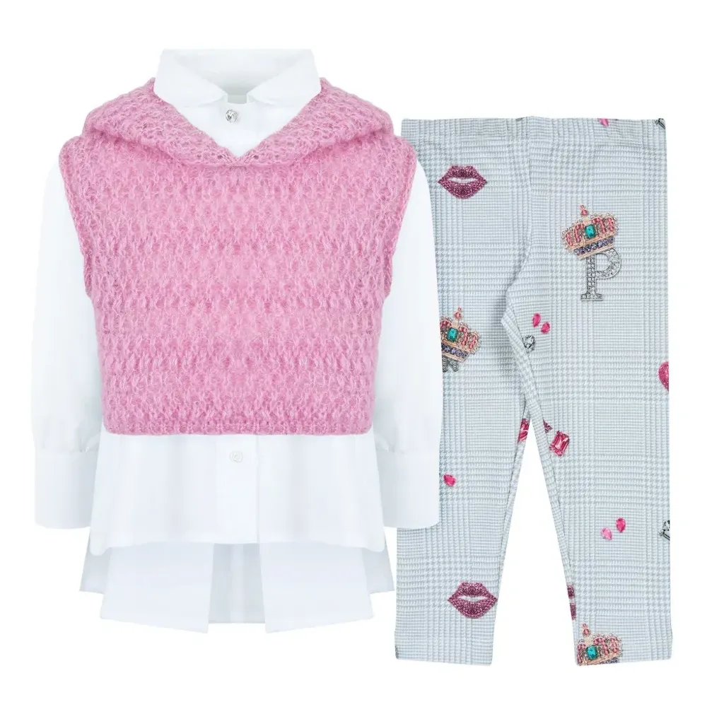 комплект из топа и брюк с графичным принтом