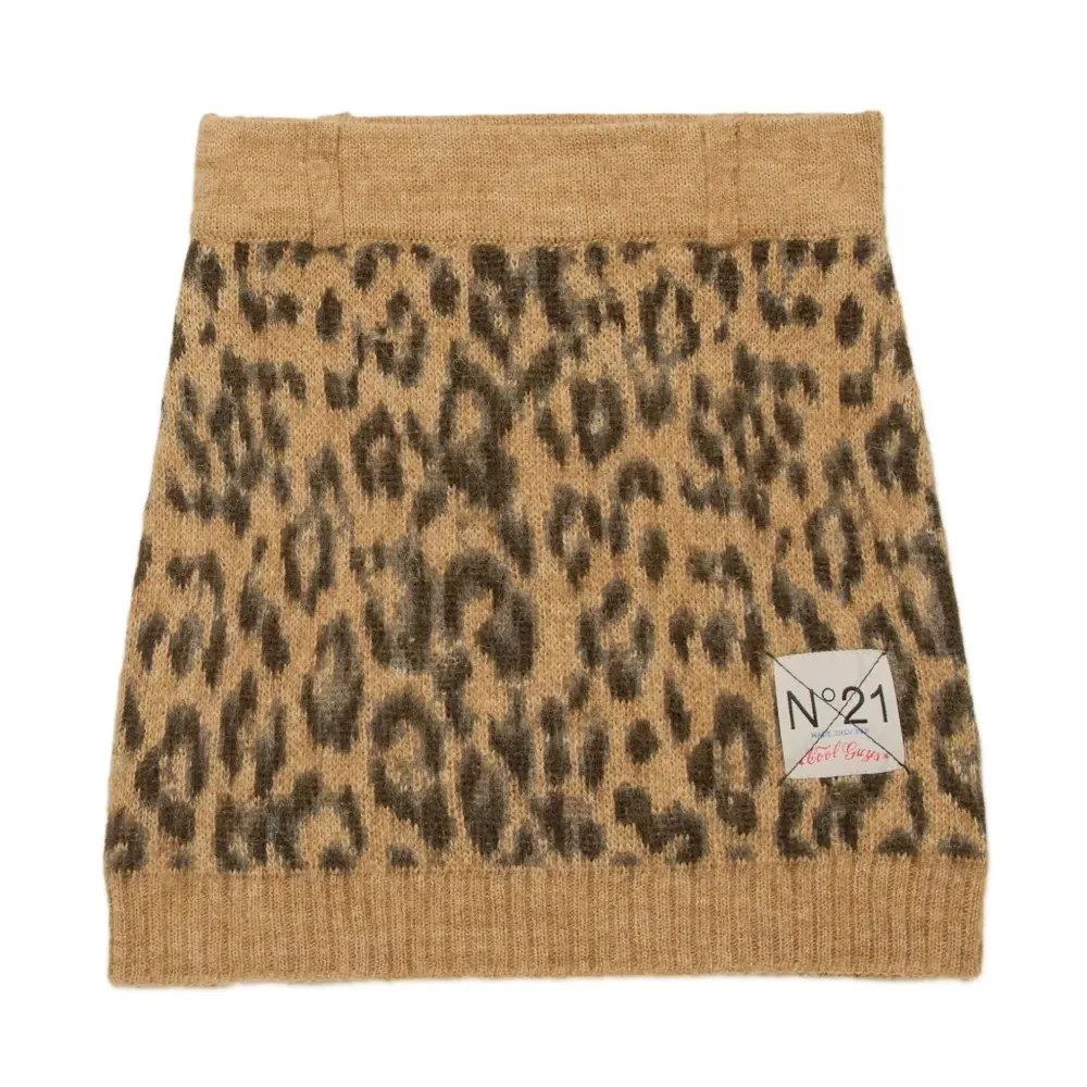 Трикотажная юбка мини с леопардовым узором